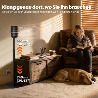 Стійки для колонок SONOS Era 100/100 SL/300, регульовані, 74-99 см, до 5 кг, 2 шт. (Чорні)