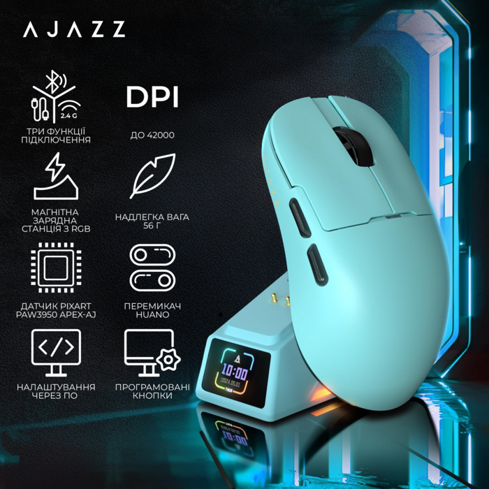 Бездротова миша Ajazz AJ159 APEX Blue (AJM159-A-BLUE)