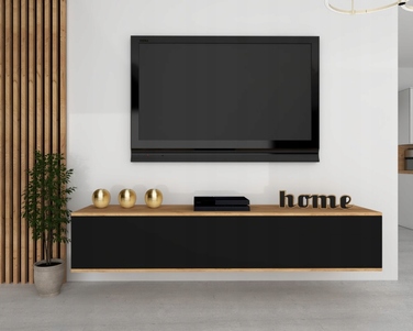 Підвісна шафа RTV, горизонтальна комод для вітальні SIMPLY Craft, чорна