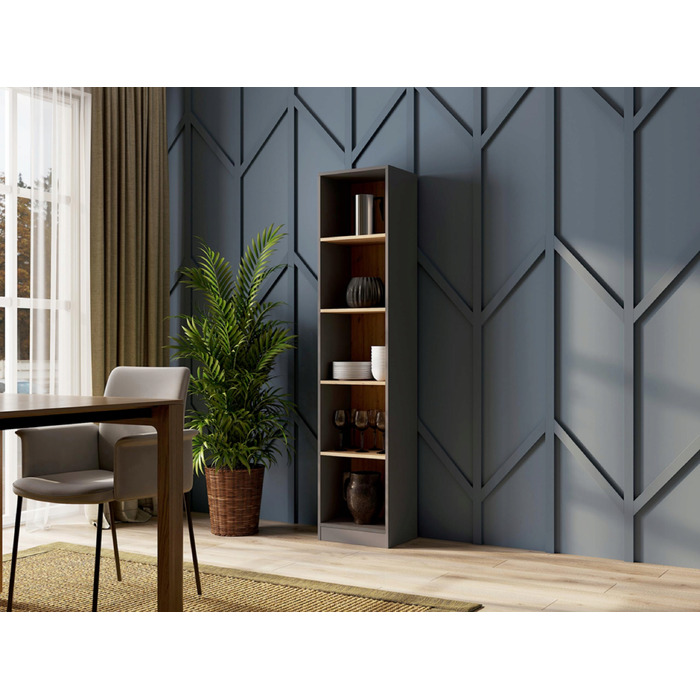 Стелаж TopEshop 40 x 182 x 30 см, антрацит, дуб артизан