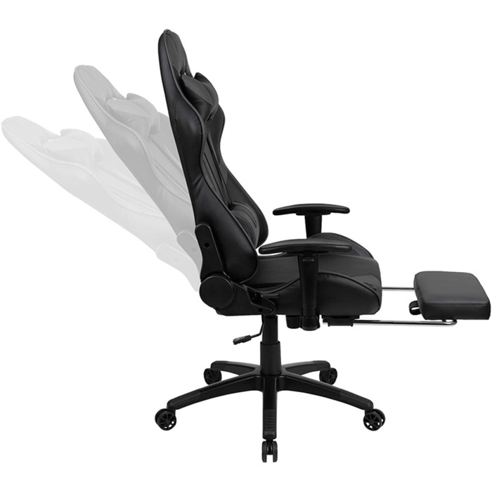 Ігрове крісло Flash Furniture X30, ергономічне, з повністю регульованою спинкою та висувною підставкою для ніг, LeatherSoft, сіре, стиль автоспорт, 1 шт.