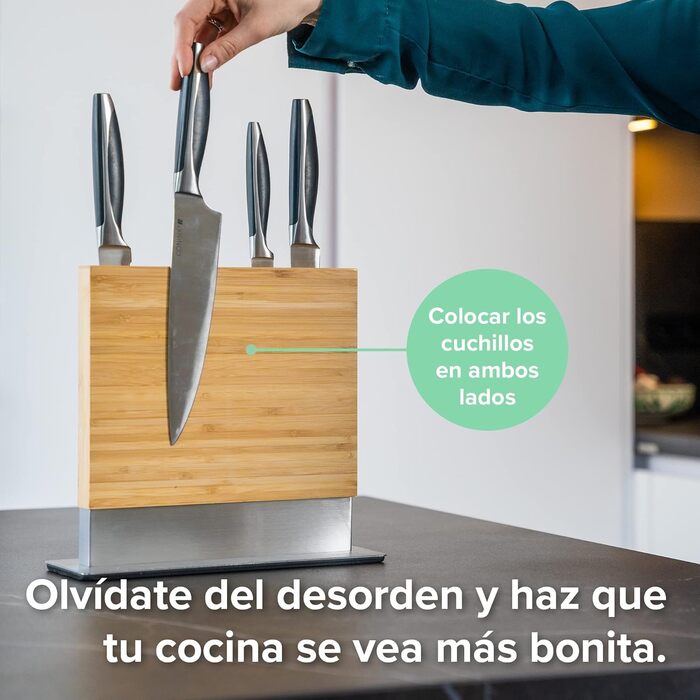 Магнітний тримач для ножів Coninx | Двостороння підставка для ножів з дерева волоського горіха | Кухонні ножі | Тримач без ножів