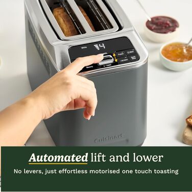 Тостер Cuisinart Smart Elite 2-слотовий сірий (+30 насадок) для хліба ручної роботи, з функцією пам'яті, підйому та розморожування