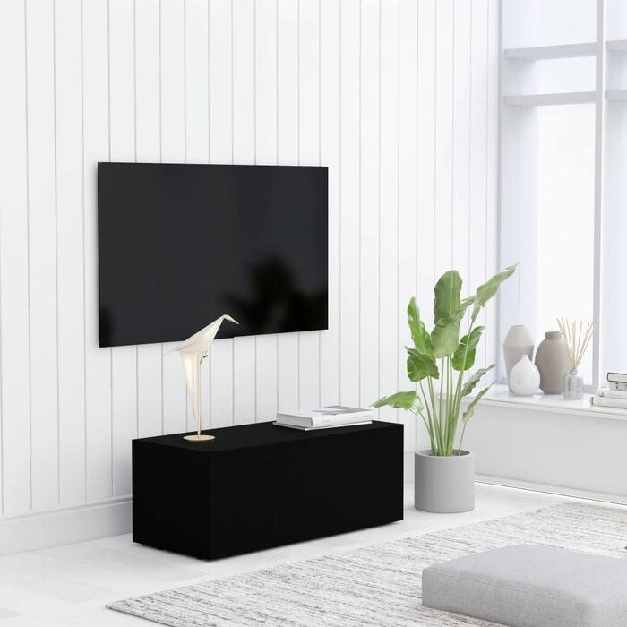 vidaXL ТВ тумба з 3 шухлядами, чорна, 80x34x30 см, ДСП
