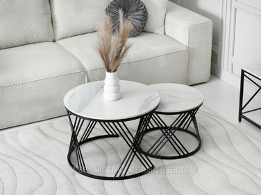 Журнальний стіл Mebel-Partner круглий, 65 x 65 x 45 см, білий/чорний