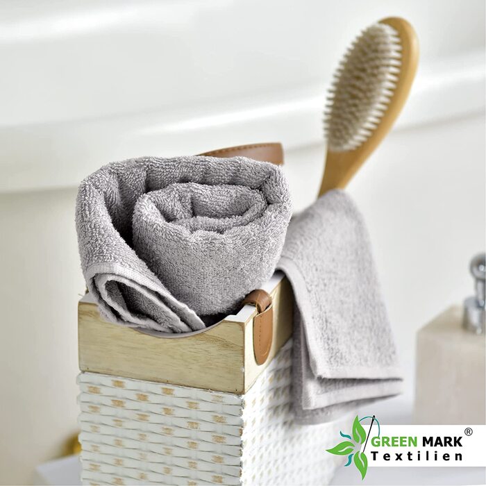 Набір рушників NatureMark 8 шт. з махрової бавовни: 4 гостьові, 2 для рук, 2 банних, сріблясто-сірий колір