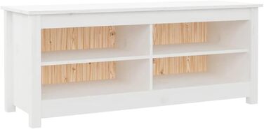 Біла лавка для взуття vidaXL з масиву сосни 110x38x45,5 см — взуттєва полиця з сидінням для передпокою, органайзер для взуття, містка шафа для взуття
