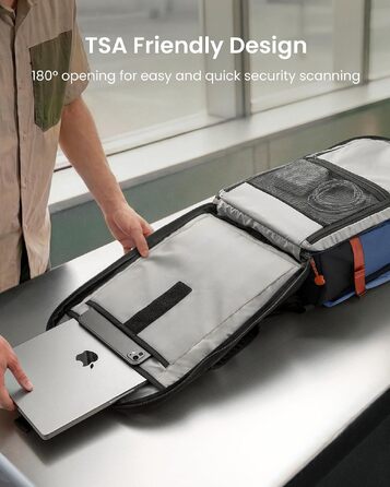 Дорожній рюкзак tomtoc 28L/40L для подорожей та літака, TSA-сумісний рюкзак для ручної поклажі (Coastal Blue-ripstop)
