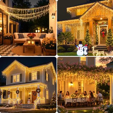 Світлодіодна гірлянда-завіса MAGGIFT 15м, 600 LED для вулиці та дому, різдвяна ілюмінація з пультом, таймером та 8 режимами, IP44 водонепроникна