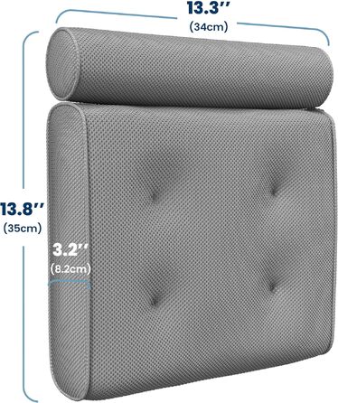 Подушка для ванни Everlasting Comfort з підголівником та підставкою для шиї, антиковзка, з присосками, швидковисихаюча сітка, стандартний розмір