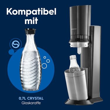 Сифон для газування води SodaStream CRYSTAL 3.0, 2 скляні карафани по 0,7л та балон CO2 з системою Quick Connect
