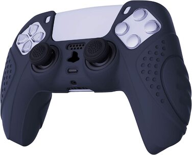 Чохол eXtremeRate PlayVital для контролера PS5, захисний ергономічний силіконовий кейс з ручками, накладки на стіки, 2 шт., колір Guardian Edition, синій (Midnight Blue)