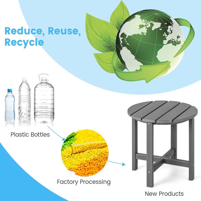 Стіл для балкона та саду GIANTEX, компактний, погодостійкий, з UV-захистом, HDPE, до 100 кг, 36x36x47 см