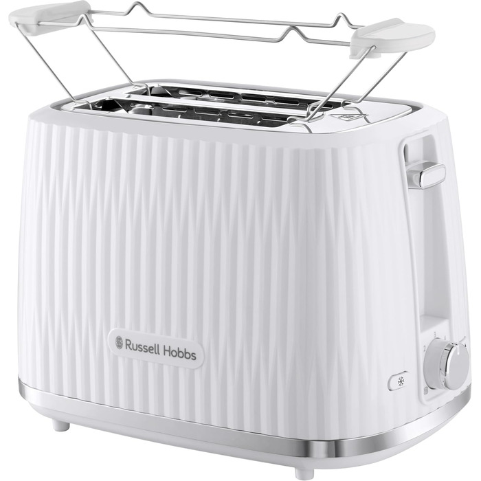 Тостер Russell Hobbs Eden для 2 скибок, білий - 6 режимів підсмажування, розморожування, підігрів, підйом, лоток для крихт