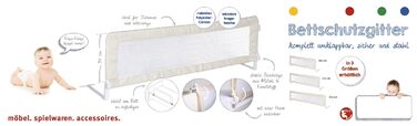 Захисний бортик для ліжка Roba Klipp-Klapp 100 бежевий 135x40 см - бортик для дитячого ліжечка, складаний, від випадання для немовлят та дітей