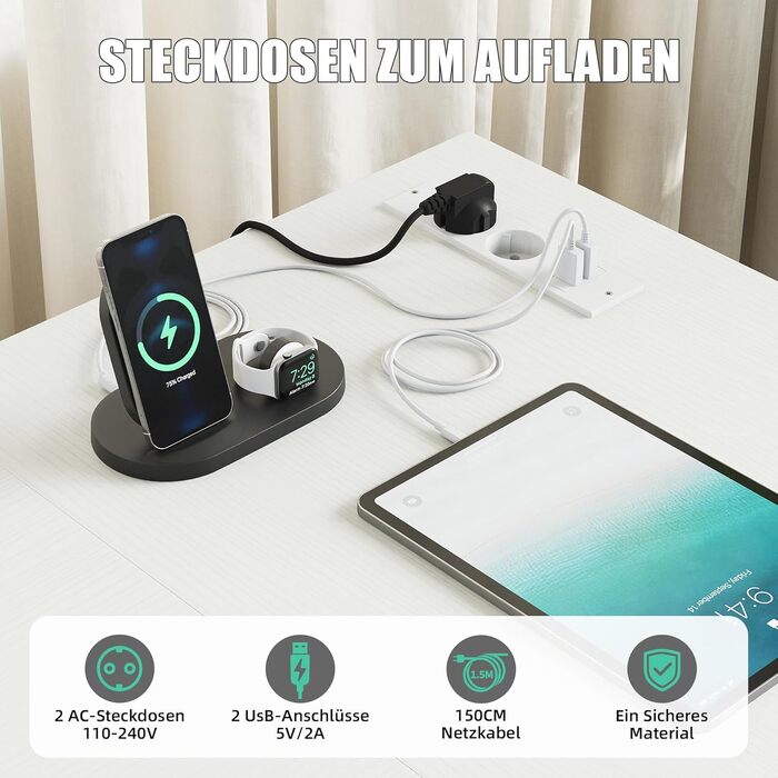 Кутовий стіл Youdenova 150x100 см з шухлядами, розеткою та USB-зарядом, білий. Стіл L-подібний з місцем для зберігання