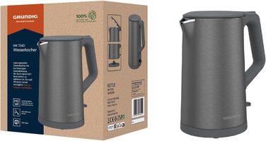 Електрочайник Grundig WK 7340, 2150 Вт, 1,5 л, нерж. сталь, подвійна стінка, авто-вимкнення, Dark Inox