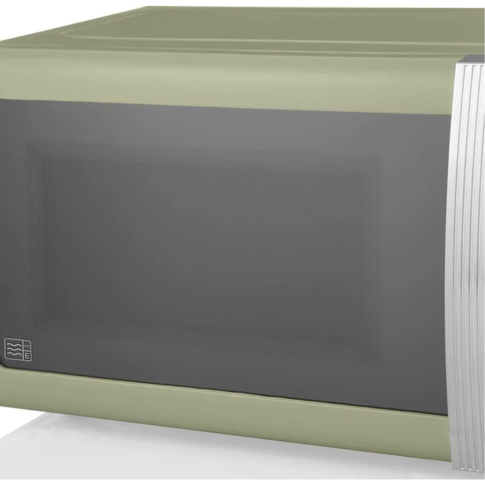 Мікрохвильова піч Swan Retro SM22030GNEU, 20 л, 800 Вт, 5 режимів, розморожування, таймер 60 хв, зелена, вінтажний дизайн, дзеркальні дверцята, 27 см тарілка