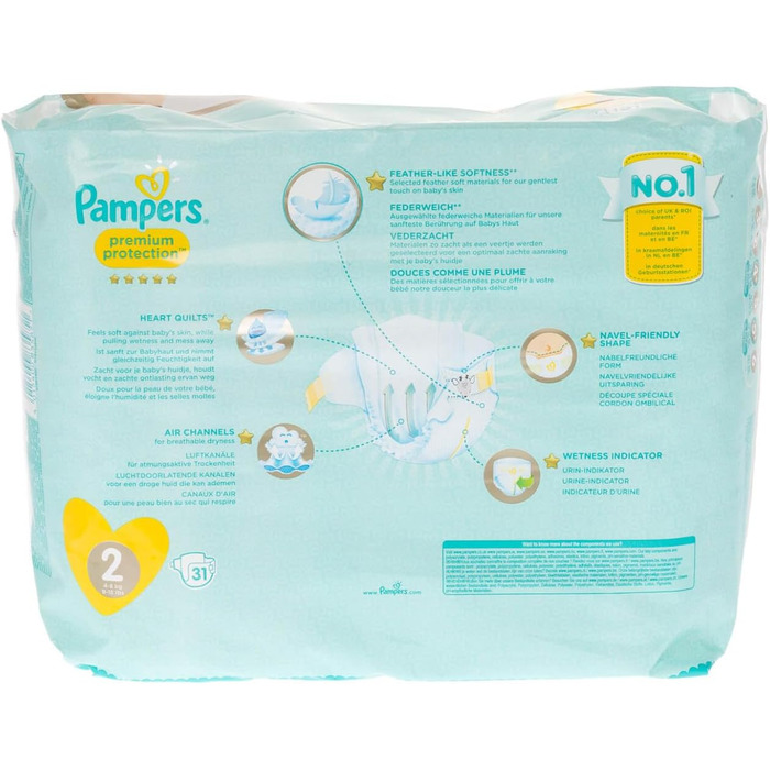 Підгузки Pampers New Baby розмір 1 Newborn (2-5 кг), набір 4 упаковки по 23 шт (загалом 92 шт)
