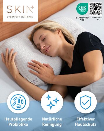 Ортопедична подушка для здоров'я maBELLA з ефектом пам'яті (Memory Foam) та доглядовим чохлом SKIN+