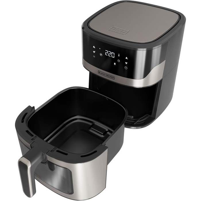 Фритюрниця аерогриль BLACK+DECKER BXAF6500E 1600Вт, 6,5л, 8 програм, оглядове вікно, температура 80-220°C, до 1300г картоплі фрі