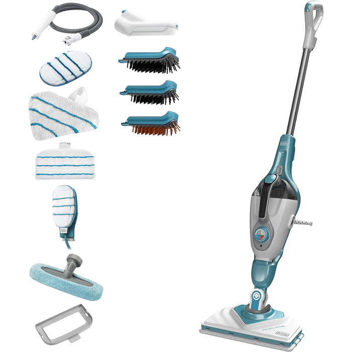 Парова швабра BLACK+DECKER BHSM168DSM-QS 2-в-1, 1600 Вт, Delta-головка, рукавиця SteaMitt, AutoSelect, набір насадок, екологічна ефективна прибирання