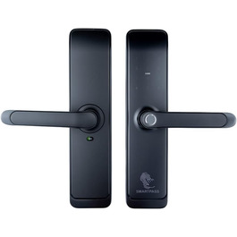 Електронний дверний замок SMARTPASS Tokyo з відбитком пальця, Bluetooth, Wi-Fi, кодом, картою, ключем, керуванням через додаток, чорний