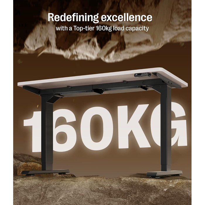 Електричний регульований стіл MAIDeSITe S2 Pro 140x70 см, чорна рама + біла стільниця, вантажопідйомність 160 кг, захист від зіткнень