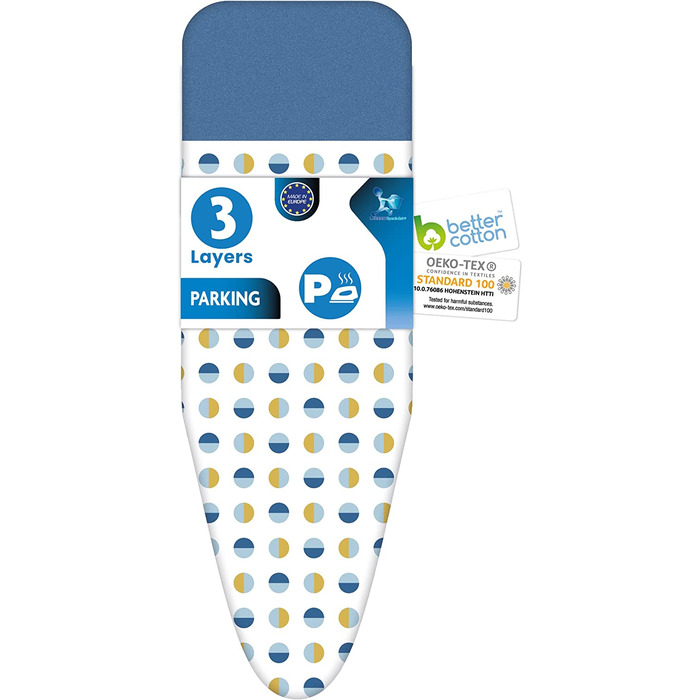 LaundrySpecialist® Чохол для прасувальної дошки L/XL 134x49 см з термостійкою зоною паркування, блакитний – комфортний, захист від пригару