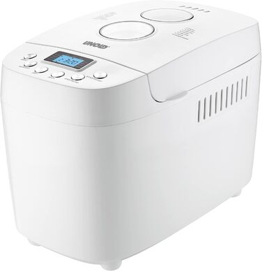 Хлібопічка UNOLD 68520 BACKMEISTER Big White, 1500 г, 15 програм, для безглютенового хліба, таймер, функція підігріву, LCD дисплей, біла