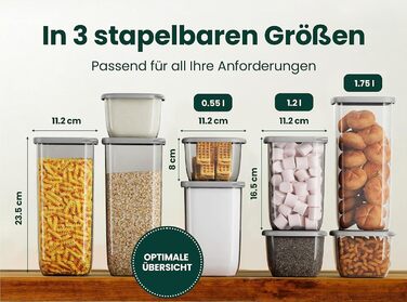 Uandu герметичні контейнери для зберігання продуктів, набір 12 шт, BPA Free, органайзер для кухні, контейнери для сипучих і сухих продуктів