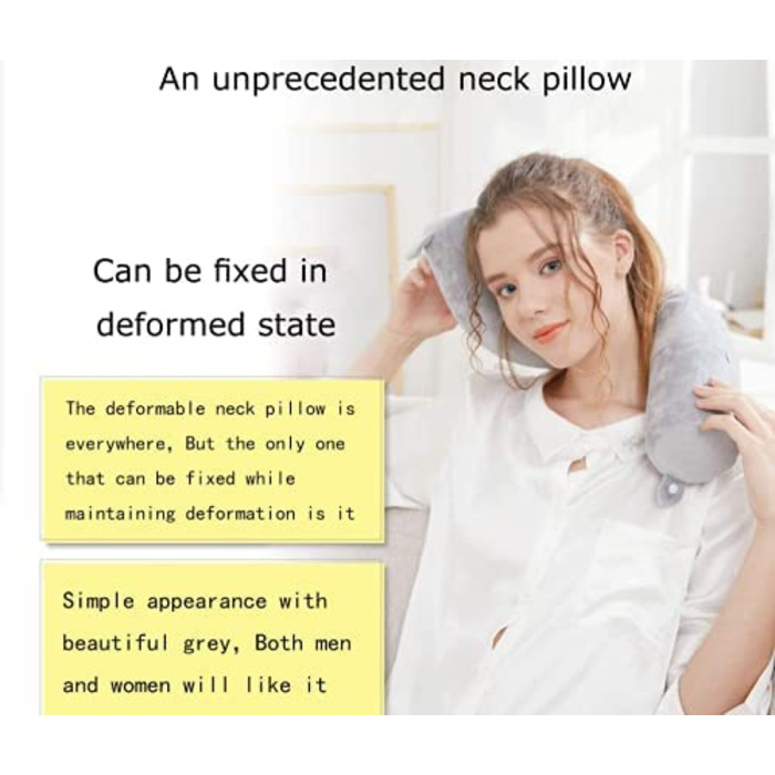 Подорожня подушка Hxcxrst із піноматеріалу Memory Foam, ортопедична подушка для підтримки шиї, підборіддя, талії та ніг, регульована, сіра, для дому, літака, автобуса, поїзда