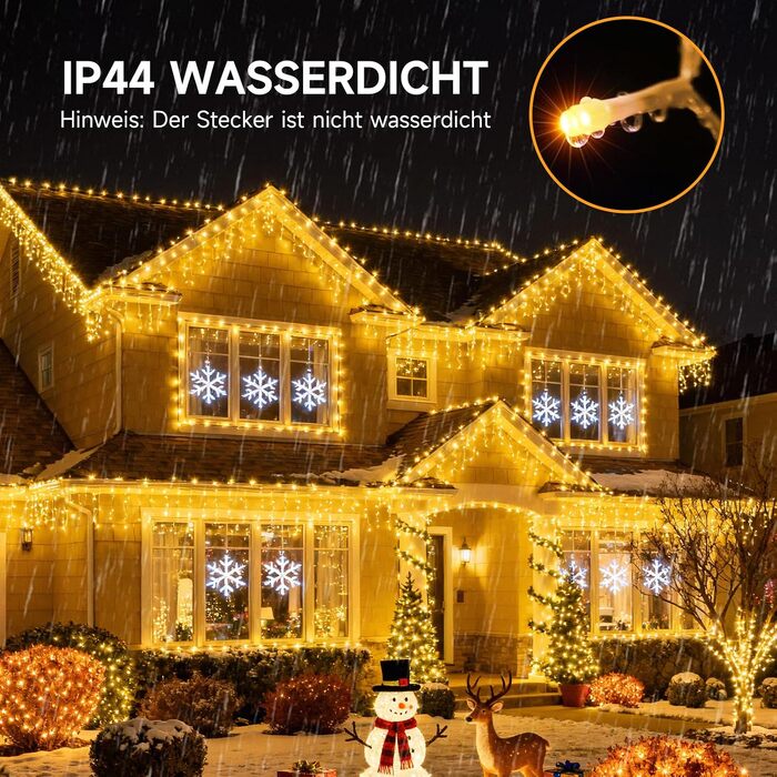 Світлодіодна гірлянда-сосульки WOWDSGN 17м (515 LED), водонепроникна IP44 для вулиці та дому, 8 режимів роботи з таймером, святкова ілюмінація для даху та тераси