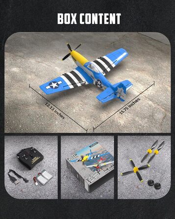 Літак на радіокеруванні VolantexRC 761-5 P51 Mustang RTF для початківців з Xpilot, 4 канали, готовий до польоту