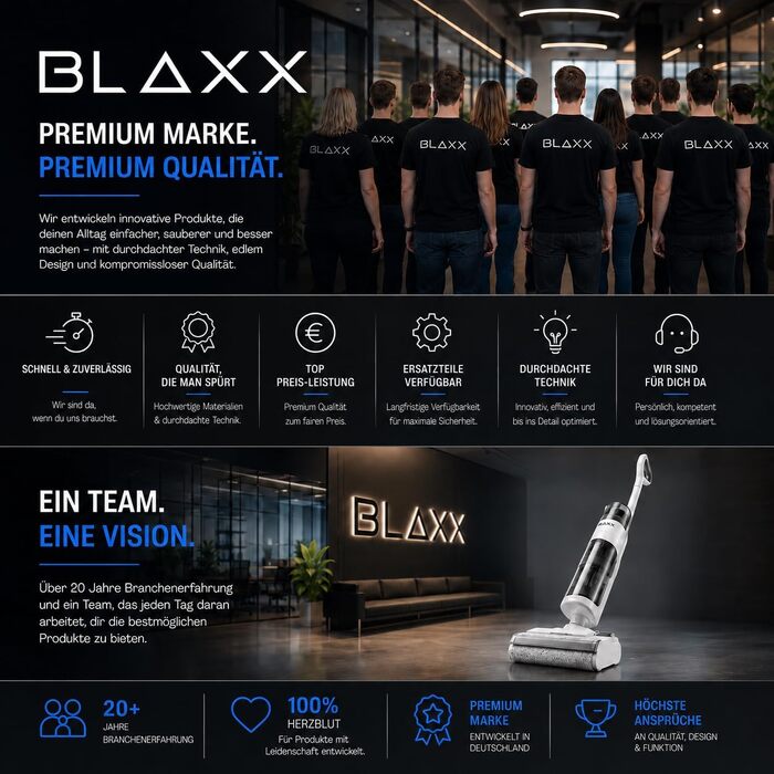 Акумуляторний пилосос для сухого та вологого прибирання BLAXX FloorVaX: миття підлоги, самоочищення, для шерсті тварин (до 120 м²)