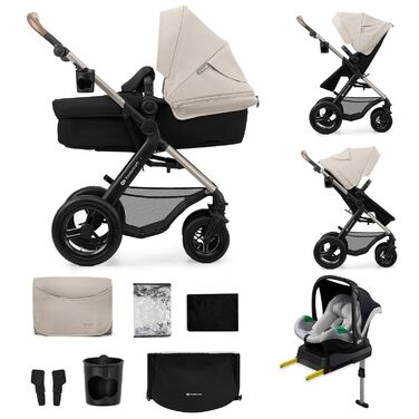 Дитяча коляска Kinderkraft MOOV2 4 в 1 з автокріслом I-SIZE, сіра (CLASSIC)
