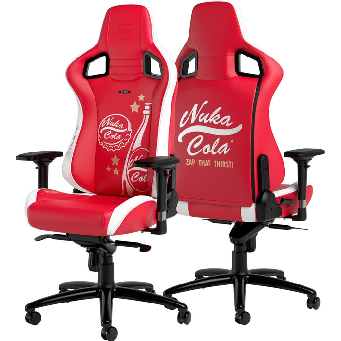 Ігрове крісло noblechairs Epic Nuka Cola, ергономічне, офісне, PU-шкіра, з підголівником та поперековою підтримкою, для користувачів до 120 кг і 185 см, спеціальна серія