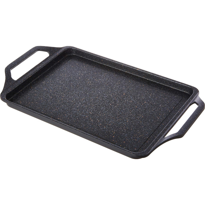 Гриль-пластина WECOOK! Ecochef Titan 43x25 см, алюміній, антипригарна Quantanium, для всіх плит, знімні силіконові ручки, чорна