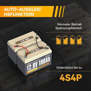 LiFePO4 акумулятор Power Queen 12V 100Ah з підігрівом для кемперів та будинків на колесах (12V100Ah-HEAT)
