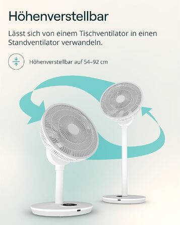 Duux Whisper Flex 2 Smart Вентилятор: тихий (13 дБ), нічний режим, таймер, регульована висота (54-92 см), енергоефективний, з Wi-Fi та пультом (білий, з акумулятором)