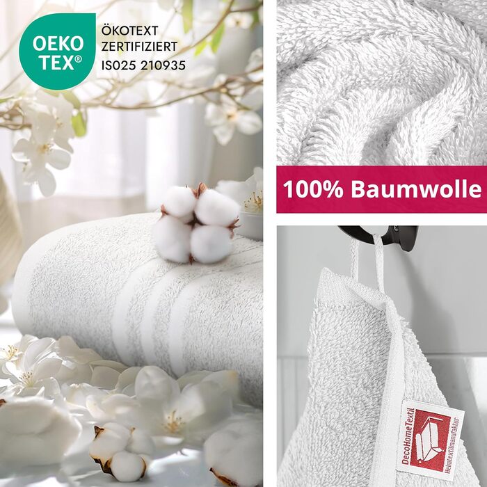 Набір рушників DecoHomeTextil 10 предметів (6 рушників 50x100 см, 4 рушники 70x140 см), білі, 100% бавовна, м'які та гігроскопічні