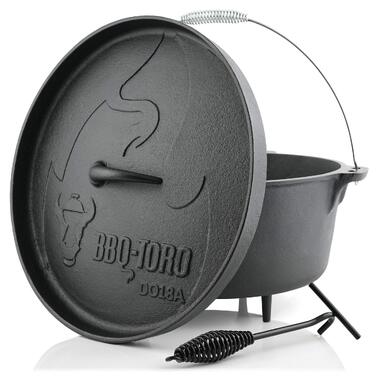 Чавунний казан BBQ-Toro Dutch Oven Alpha Serie 19л (DO18A) з ніжками та знімачем кришки, попередньо обпалений
