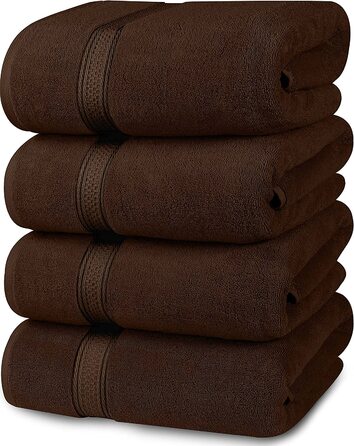 Рушники для ванни Utopia Towels, коричневі – набір 4 шт., преміум 600 г/м², 100% кільцепрядна бавовна, швидковисихаючі, дуже вбираючі, м'які, ідеальні для щоденного використання, 27x54 дюйми