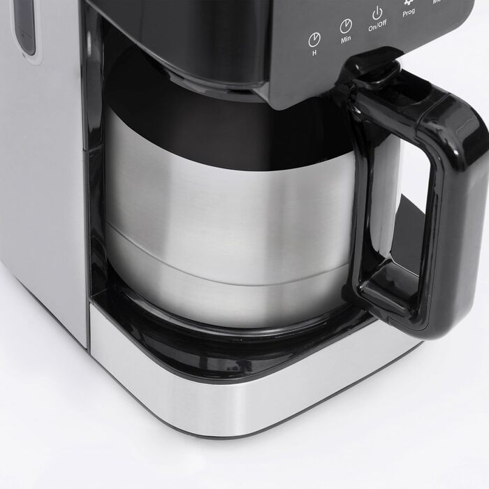 Кавоварка Caso Coffee Taste and Style, термос, 1,2 л, постійний фільтр, оптимальна температура заварювання 92-96°C, крапельний стоп, оптимізована голівка для заварювання, ізотермічний глечик, нержавіюча сталь, чорна, 10 чашок