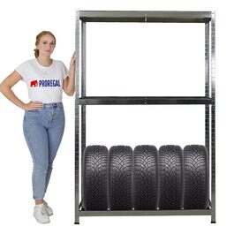 Стелаж для шин PROREGAL Ragnar, 180x120x40 см, 2 рівні, до 8 шин, з полицею, 265 кг на полицю, оцинкований, для гаража, складу, підвалу