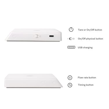 Цифрові ваги для кави TIMEMORE Black Mirror Nano White, бариста, з таймером, точність 0,1 г, до 2 кг, для еспресо та продуктів