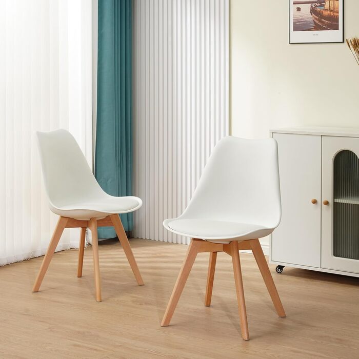 Крісла їдальні Albatros Aarhus, 4 шт., білі - масив бука, скандинавський стиль, зручні, для кухні та обіднього столу