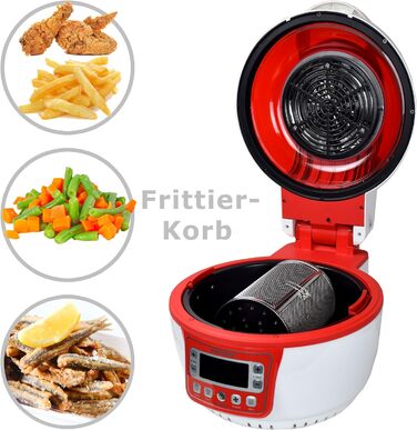 Аерофритюрниця Syntrox Germany Turbo 10 л, LED-дисплей, до 250°C, без олії, червона