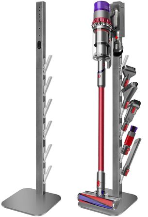 Металевий стійка-тримач JUPELI для пилососів Dyson V16, Gen5, V15, V12, V11, V10, V8, V7, V6 — підставка для зберігання пилососа та аксесуарів, без свердління (Сріблястий)
