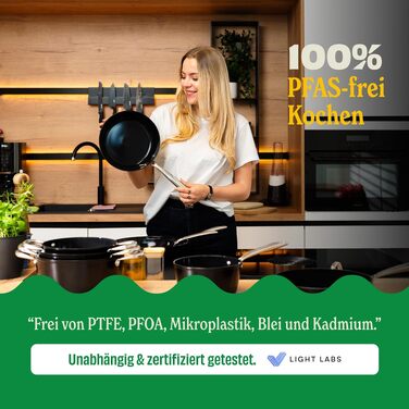 Набір сковорідок Cook&Pan для індукції, керамічне покриття Greenshield (без PFAS та тефлону) - 20/24/28 см, 3 шт., чорний
